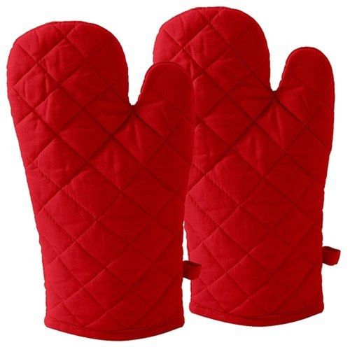 Cotton Red Soft Heat Resistant Oven Hand Gloves