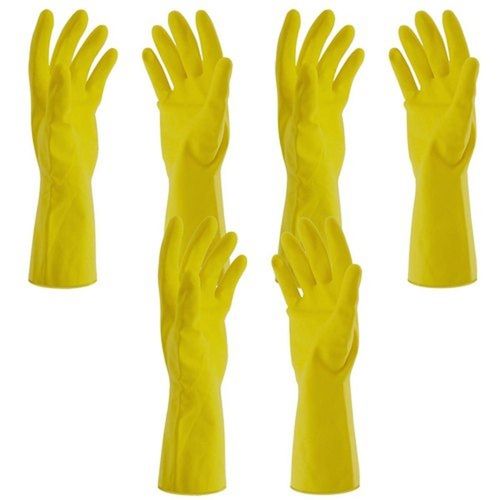 Plain Reusable Yellow Household Rubber Hand Gloves