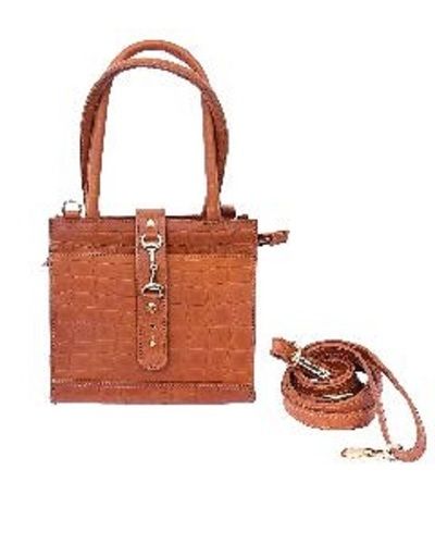 Plain Tan Leather Detachable Sling Bag