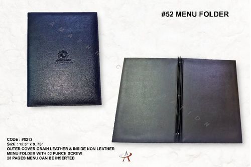 Rectangular Black Pu Menu Folder