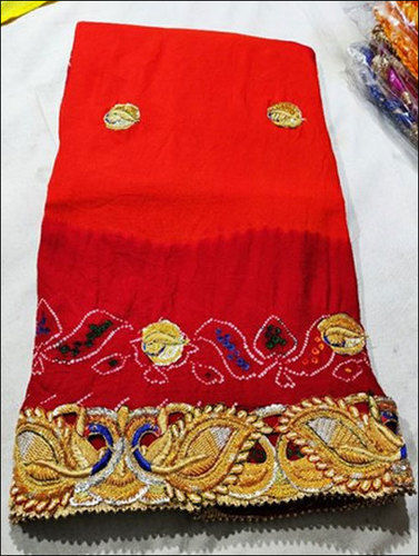 Georgette Ladies Red Rajasthani Saree