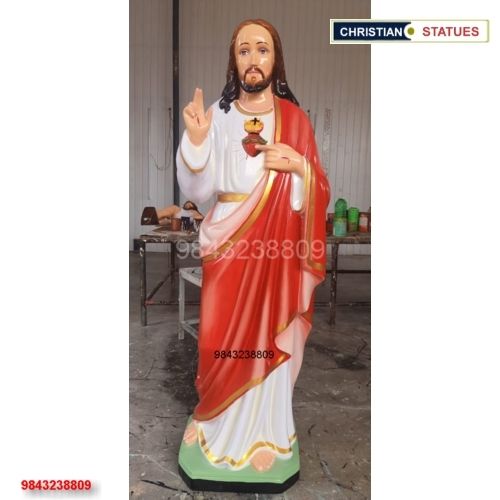 Resin 4 Feet Jesus One Hand Blessing Fibre Statue