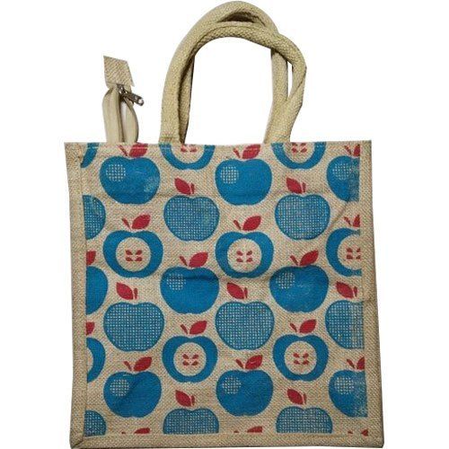 Multicolor Apple Printed Jute Shopping Bag