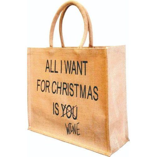 Printed Loop Handle Jute Shopping Bag