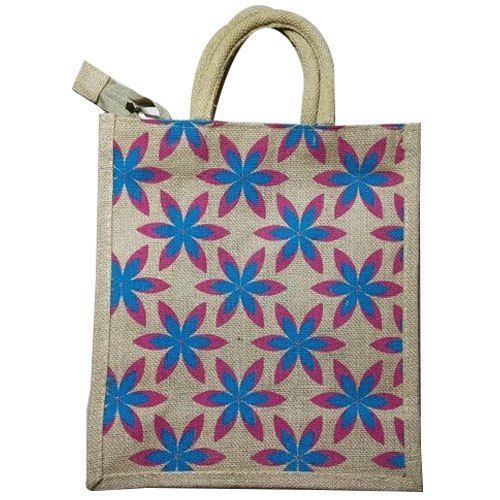 Multicolor Short Handle Printed Jute Bag