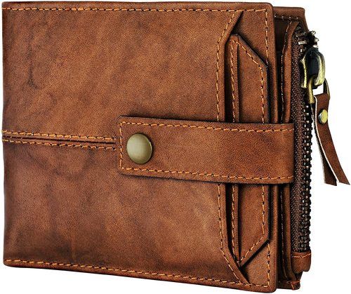 Brown Mens Leather Plain Wallet