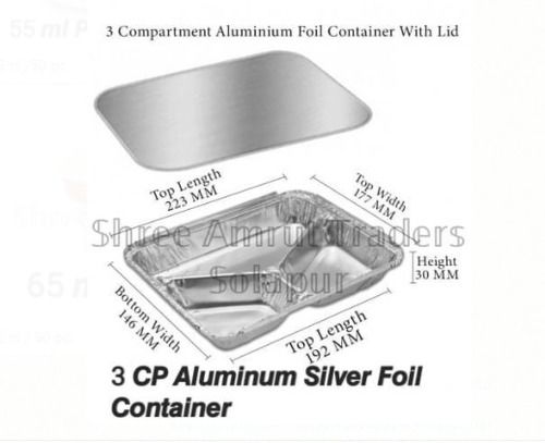 3 Cp Aluminum Silver Foil Container Use: Home