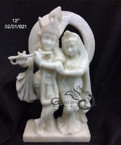 Eco-Friendly Pure White Marble Radha Krishna Jugal Jodi Statue