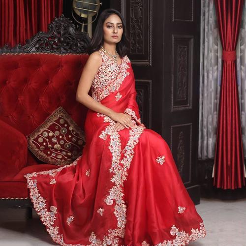 Georgette Saree - Color: Red