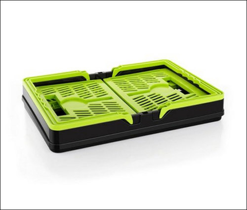 Sky Blue Rectangular Green Folding Basket