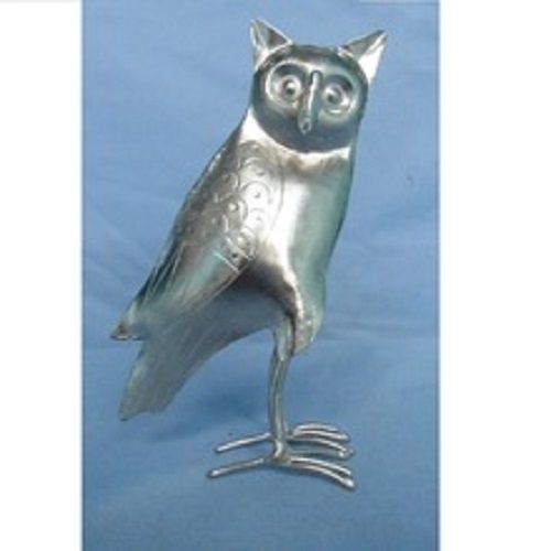 Silver Plain Metal Owl Sculpture