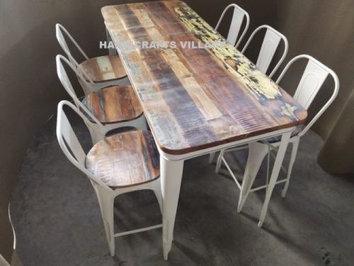 Dark Brown Reclaim Wood Bar Dining Set