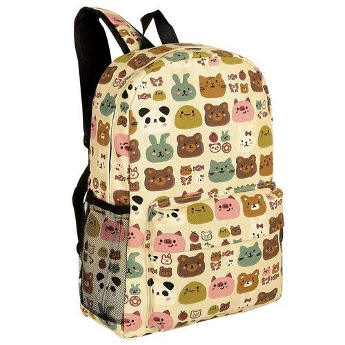 Mulicolor Two Compartments School Canvas Bag