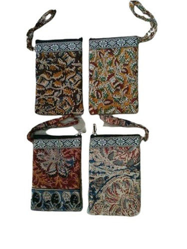 Elegant Finish Kalamkari Jute Mobile Pouch