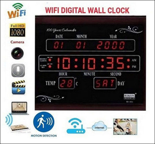 Digital Clock Spy Camera - Color: Black