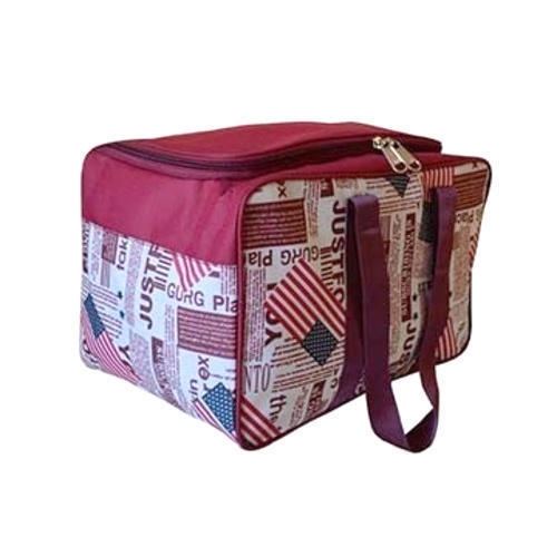 Mulicolor Maroon And White Luggage Bag