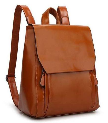 Plain Leather Backpack Bag