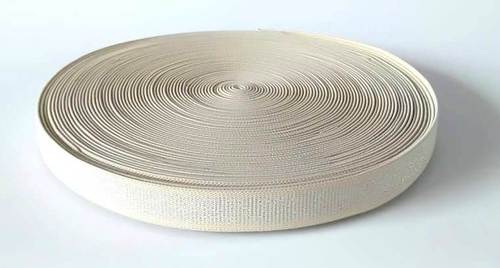 SS-BM 001 W Lurex Silver Jari Beige Elastic 25mm