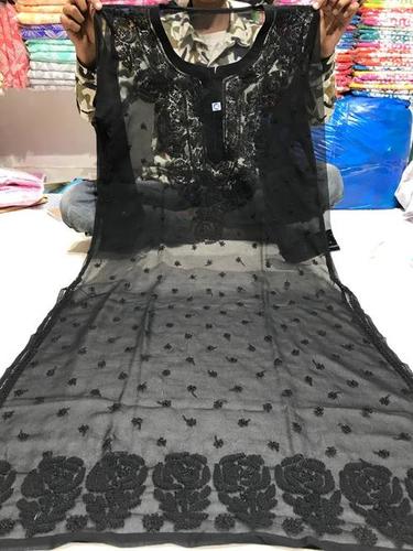 Ladies Black Color Chanderi Suit