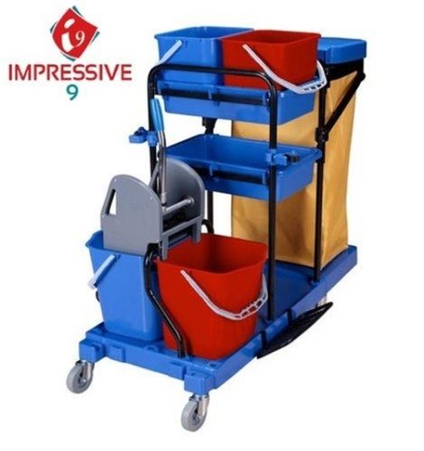 Plastic Portable Housekeeping 34 Litre Janitorial Trolley