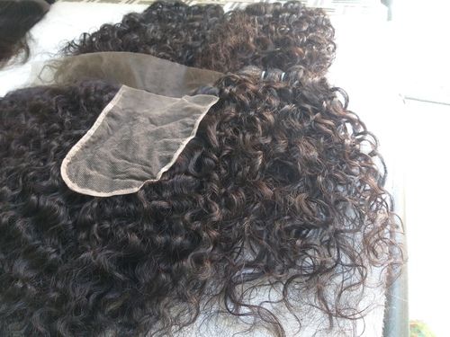 Raw Unprocessed Curly Hair Extensions With Matching Lace Closure 4x4