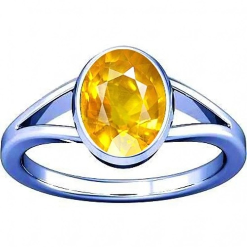 3.0 Ct 3.25 Ratti 925 Silver Yellow Sapphire Ring - Shape: Oval