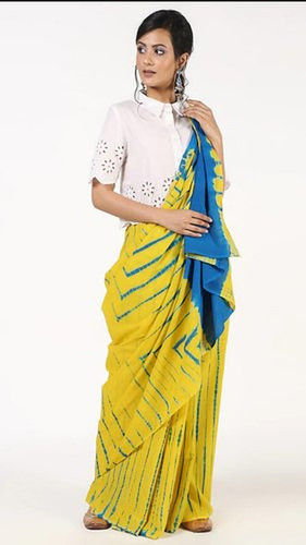 Cotton Sibori Printed Saree With Blouse Piece