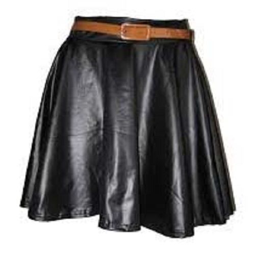 Plain Black Ladies Leather Skirt