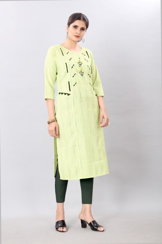 ग्रीन लेडीज़ डिज़ाइनर कॉटन कुर्ती