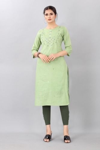 Green Ladies Modern Designer Cotton Kurti