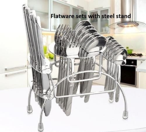 Silver Flatware Sets With Steel Stand