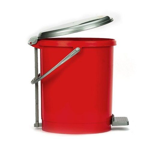 13L Red Portable Foot Pedal Plastic Dustbin Application: Home