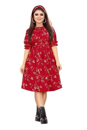 Red Ladies Trendy Midi Dresses