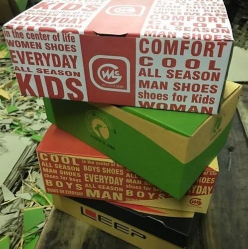 Rectangular Disposable Printed Kraft Paper Shoe Packing Boxes