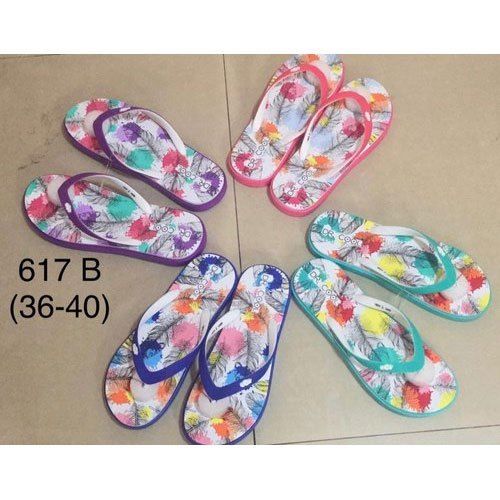 Rubber Ladies Printed Fancy Slipper