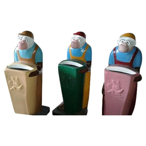 Multicolor Monkey Shape Frp Dustbin