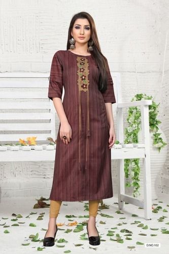 Ladies Designer Cotton Kurtis With 3/4 Sleeve