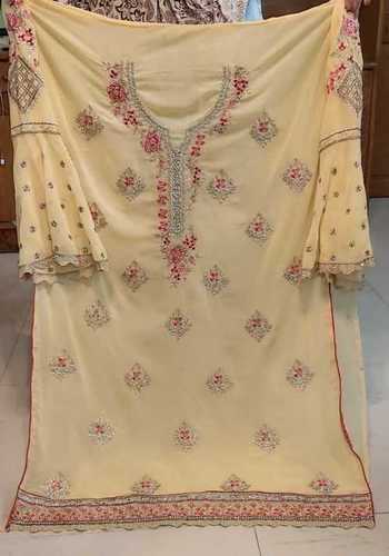 4 Ladies Embroidered Unstitched Dress Material