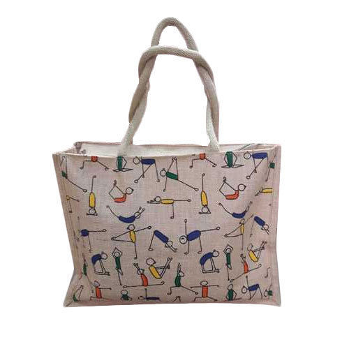 Multicolor Yoga Printed Jute Bag