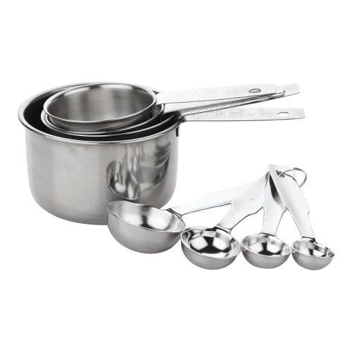 Silver Stainless Steel Measuring Cups And Spoon Set