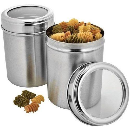 Silver Stainless Steel See Through Canister Jar Set