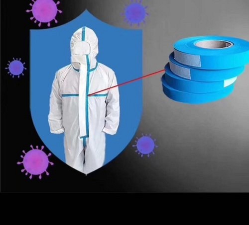 Anti Bacterial PPE Kit Seam Sealing Tape Roll - Polyester, 20x24mm Blue | Single Sided Adhesive, Hot Air Melt Coating, 100% Quality и Safety