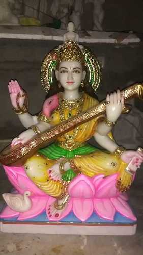 Indian Marble Goddness Saraswati Maa Statue For Pooja Meditation Office Home