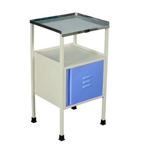 Mild Steel Hospital Bed Side Locker - New Premium Quality, 1mm To 6mm Thickness | Adjustable Height, Casters With Brake, Eco-Friendly, Fireproof Standard, Fold-able Rails
