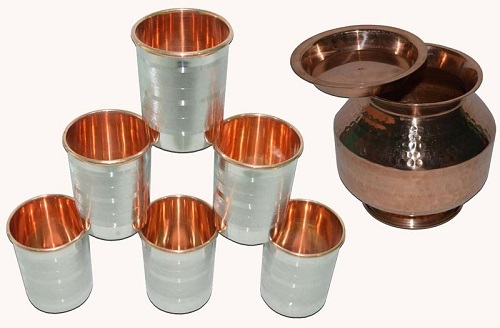 Various Colors Are Available Plain Patttern Genuine Copper Matka