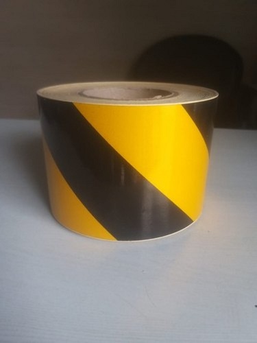 Retro Zebra Reflective PVC Tape - Yellow and Black Color, Waterproof Adhesive for Automotive High Light Reflection