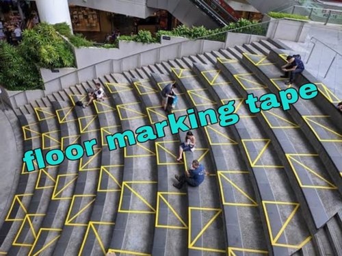 Social Distancing Floor Marking Adhesive Tape - PVC Material, 2 Inch Size | Waterproof, Single-Sided Hot Melt Adhesive, Yellow Color, Indoor & Outdoor Use