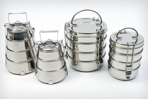 Stainless Steel Tiffin - Various Sizes Available Silver Color Quality Tested Rust Resistant Long Lasting Life Timely Delivered Comes in Various Grades