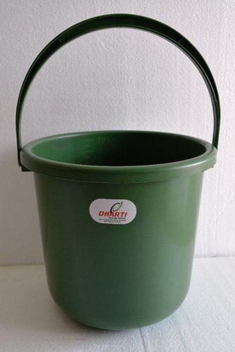 Green 10 Liter Bathroom Plastic Handle Buckets