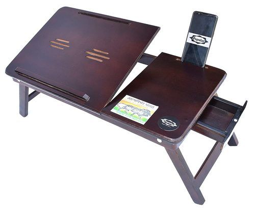 Wood Wooden Laptop Table With Mobile & Tablet Dock (Amazing Walnut Colour)